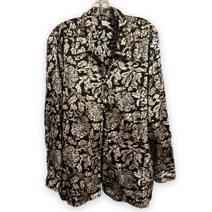 Vintage Quo Silk Blouse Button loop Collerd Top sz L